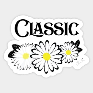 Classic Daisy Black n White Seamless Design Print Pattern Sticker